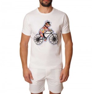 Robert Graham Bark And Bike T-shirt Donkerblauw | RZ8935240