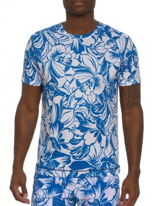 Robert Graham Beach Hibiscus Performance Graphic T-shirt Blauw | TE5248103