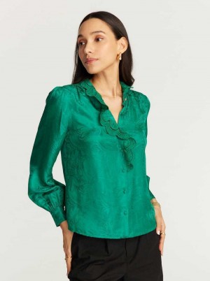Robert Graham Brigitte Long Sleeve Shirt Emerald | VY9745063