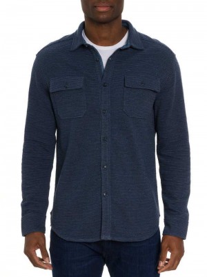 Robert Graham Brunner Long Sleeve Knit Indigo | UP4109263
