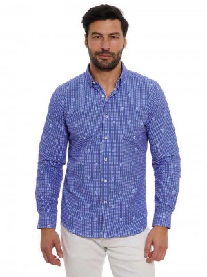 Robert Graham Bryson Long Sleeve Button Down Shirt Blauw | GC0794681