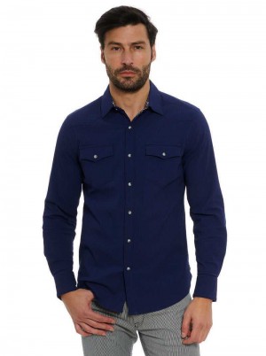 Robert Graham Cantina Long Sleeve Button Down Shirt Donkerblauw | NV2653498
