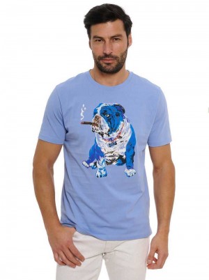 Robert Graham Cigar Graham T-shirt Periwinkle | CM0824536