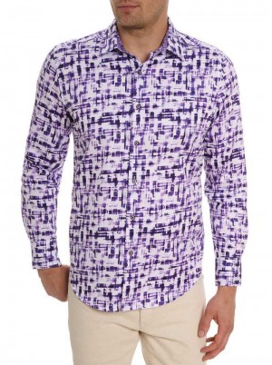 Robert Graham Deluca Long Sleeve Button Front Shirt Paars | XZ8576193