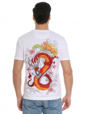 Robert Graham Dragon Roar T-shirt Wit | QU5809372