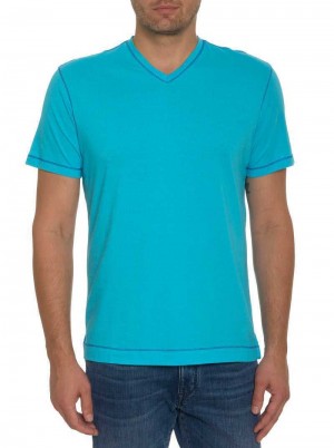 Robert Graham Eastwood T-shirt Aqua | QZ7615804