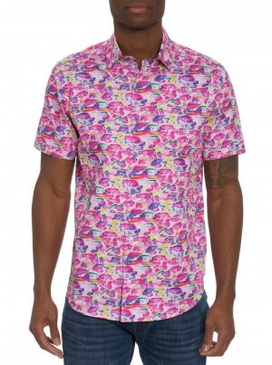 Robert Graham Fishy Business 2 Short Sleeve Button Down Shirt Roze | GO0547316