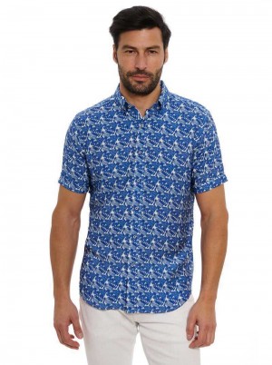 Robert Graham Henrik Short Sleeve Button Down Shirt Donkerblauw | WG1462089