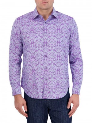 Robert Graham Highland Long Sleeve Button Down Shirt Lilac | MH6324579