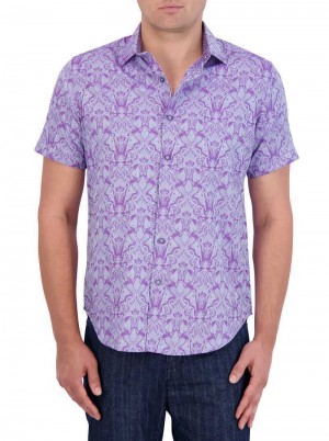 Robert Graham Highland Short Sleeve Button Down Shirt Magenta | HA0856741
