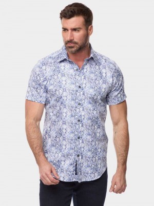 Robert Graham Kano Short Sleeve Button Down Shirt Blauw | IP2813760