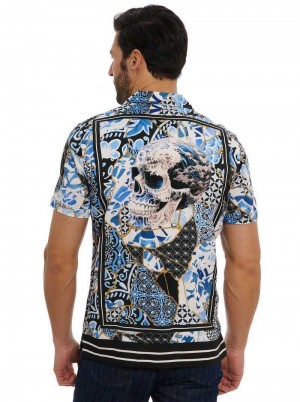 Robert Graham Kintsugi Short Sleeve Button Down Shirt Blauw | DM1983670