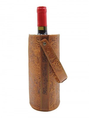 Robert Graham Leather Wine Bottle Carrier Tan | WB4560982