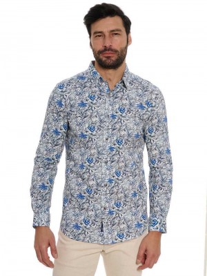 Robert Graham Leif Long Sleeve Knit Shirt Blauw | CM3406251