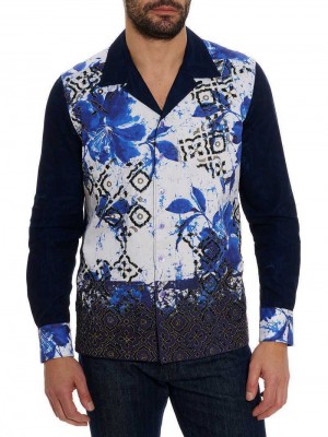 Robert Graham Limited Edition Blue Murro Long Sleeve Button Down Shirt Blauw | NQ1086924