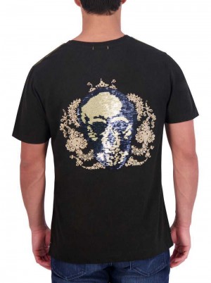Robert Graham Limited Edition Neil Sequin Skull T-shirt Zwart | NV1745369