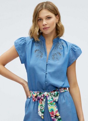 Robert Graham Mabel Blouse Indigo | VC8159472
