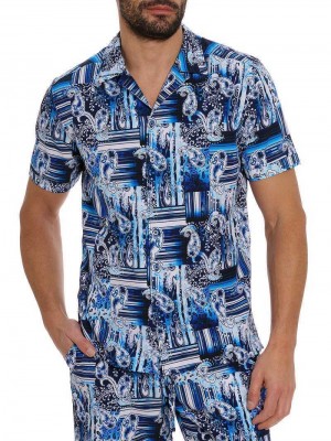 Robert Graham Makua Short Sleeve Button Down Shirt Donkerblauw | QA5849361