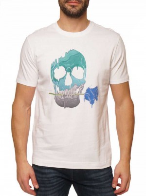 Robert Graham Melting Skull T-shirt Wit | QX2759360