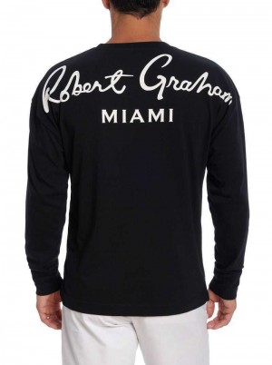 Robert Graham Miami Long Sleeve T-shirt Zwart | VW8375169