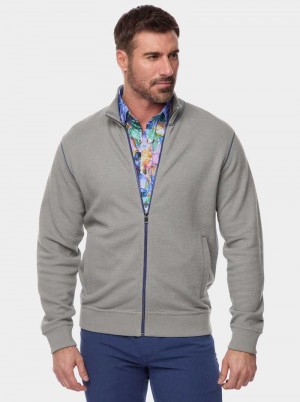 Robert Graham Moser Long Sleeve Knit Full Zip Charcoal | SN3891072