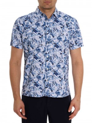 Robert Graham Occasio Short Sleeve Knit Shirt Blauw | DB5126947