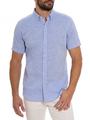 Robert Graham Palmer Short Sleeve Button Down Shirt Blauw | OK1638904