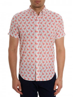Robert Graham Polka Flamingo Short Sleeve Button Down Shirt Multi | NC2361498