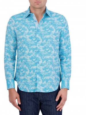 Robert Graham Poseidon Long Sleeve Button Down Shirt Turquoise | VK4915862