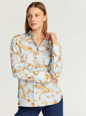 Robert Graham Priscilla Long Sleeve Woven Shirt Lichtblauw | PV0358164