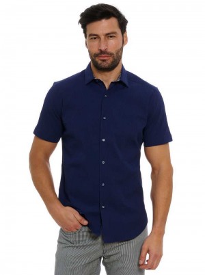 Robert Graham Shark Bite 2 Short Sleeve Button Down Shirt Tall Donkerblauw | UZ5903627