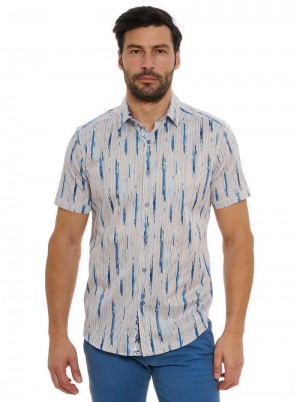 Robert Graham Shipping Lines Short Sleeve Button Down Shirt Blauw | YL5437926