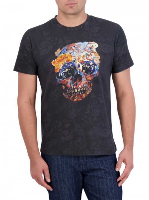 Robert Graham Skull Scrolls T-shirt Zwart | PA7601293