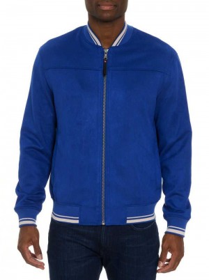 Robert Graham Suede Bomber Jacket Cobalt | OT9346701