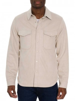 Robert Graham Suede Shirt Jacket Stone | KS2765839