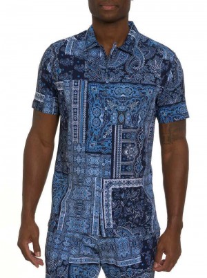 Robert Graham The Gotham Short Sleeve Button Down Shirt Donkerblauw | GY8370265