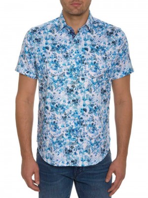 Robert Graham The Lowell Short Sleeve Button Down Shirt Teal | QU0182954