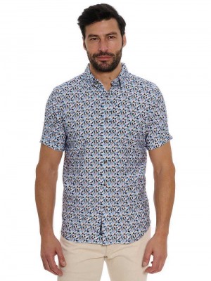 Robert Graham Vance Short Sleeve Button Down Shirt Blauw | ML0679314