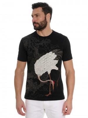 Robert Graham Wild Feather T-shirt Zwart | KD4937820